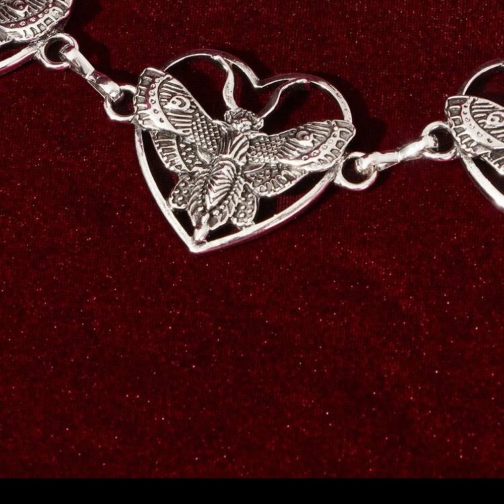 Silver Link chain belt with moths decor - Picture 6 of 7